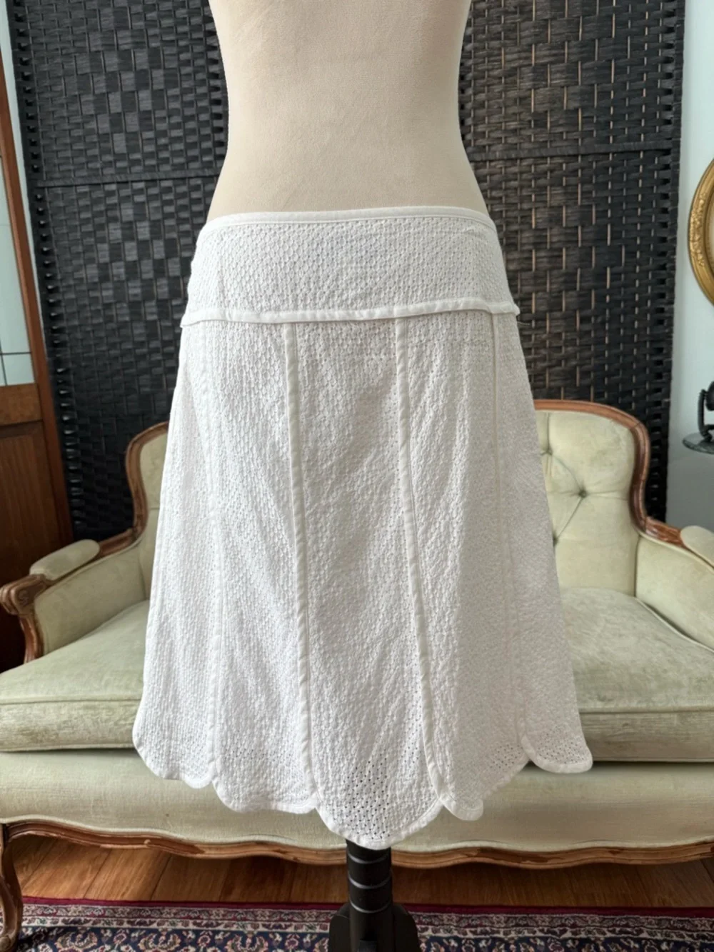 🤍 Vintage Nine West Ivory Eyelet 2PC Set Blazer & Skirt Cottage Chic - Picture 9 of 15